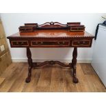 Reproduction Victorian-Style Mahogany 5 Drawer Hall Desk with Pie Crust Edging and Ball & Claw Feet