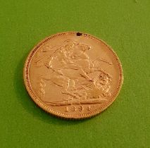 Full 22ct Gold Sovereign dated 1894, Victoria old head, stamped with M for Melbourne Mint