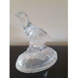 Crystal Glass Partridge Figure measuring 5.5 inches in height