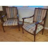 Pair of Edwardian Upholstered Fireside Chairs measuring 34 inches in height x 30 inches wide