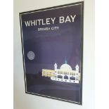 Modern Stylised Framed Print of The Spanish City, Whitley Bay. Size is 24 inches x 18 inches.