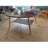 Ercol Mid Century Coffee Table Model Number 454 with Rack. Two Spindles missing, one misshapen.