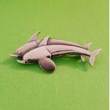 Georg Jensen Silver Double Dolphin Brooch Number 317. FREE MAINLAND UK POSTAGE