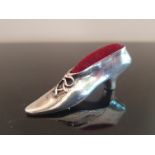 Silver Shoe Pin Cushion marked Sterling