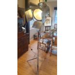 Large Stainless Steel Stage Light on Tripod Stand, standing 72 inches in height