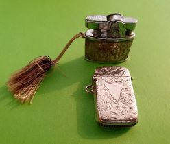 Silver Match Striker and Miniature Lighter. FREE MAINLAND UK POSTAGE