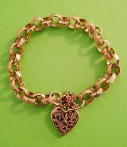 9ct Gold Bracelet with Gold Padlock and Chain, totally weight 31.8g. FREE MAINLAND UK POSTAGE