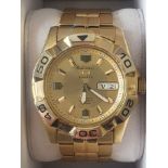 Gold Coloured Seiko Sports 5 Gents 23 Jewel Wristwatch (100m). Free Mainland UK Postage