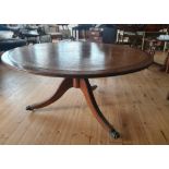 Victorian Leather Topped Buffet Table with Leather Top, measuring 42 inches diameter x 21 inches