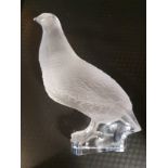 Lalique Standing Partridge, engraved to base. Stands approximately 7 inches tall