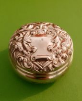 Silver Pill Box with embossed lid. FREE MAINLAND UK POSTAGE