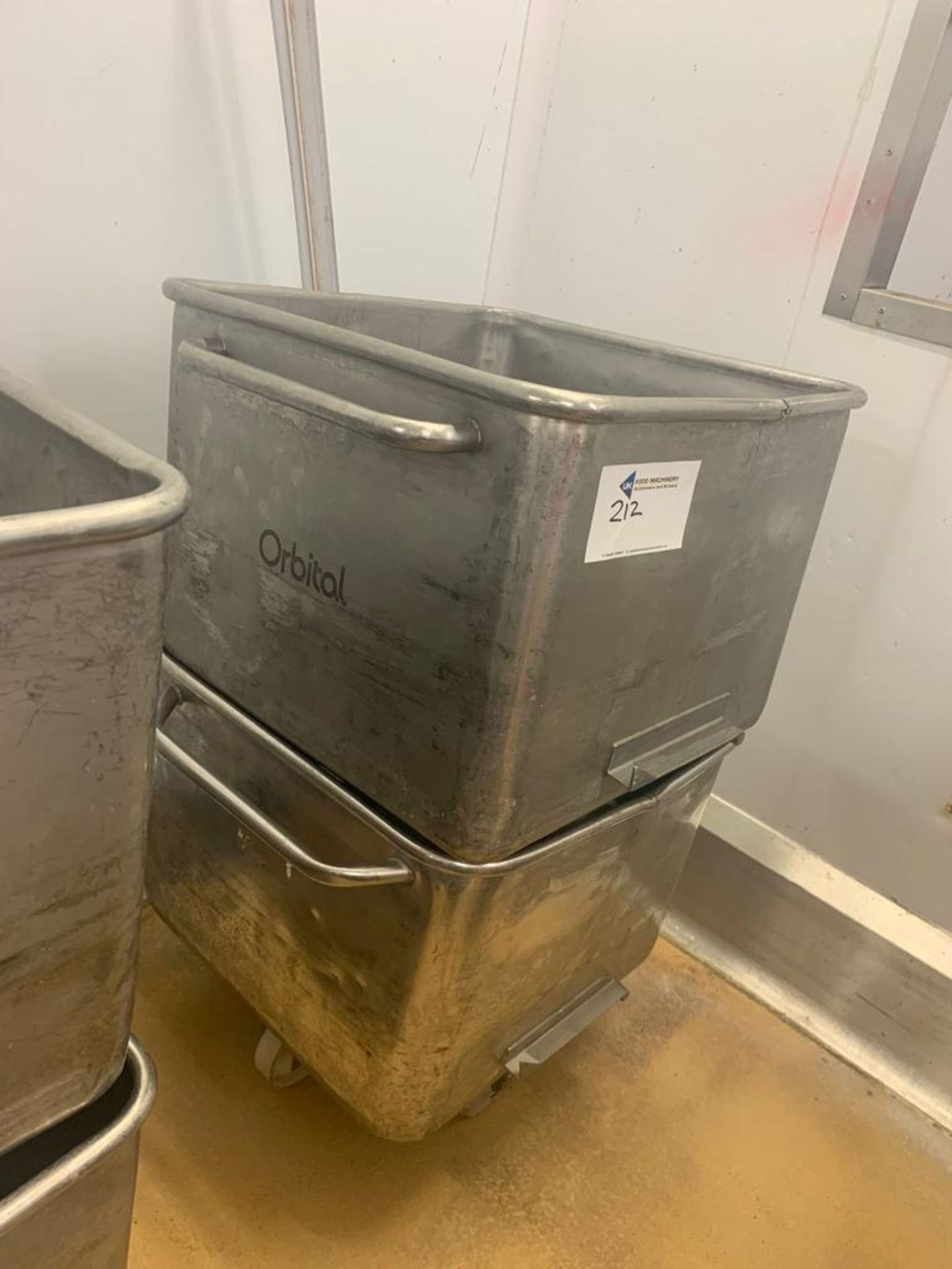 2 X STAINLESS STEEL TOTE BINS