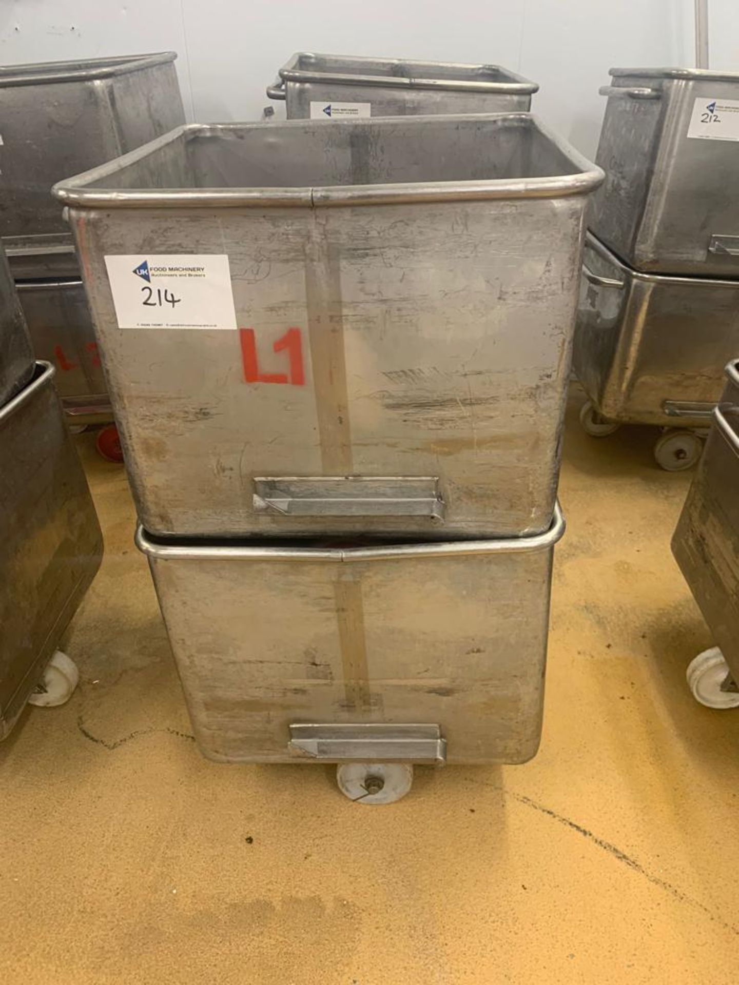 2 X STAINLESS STEEL TOTE BINS