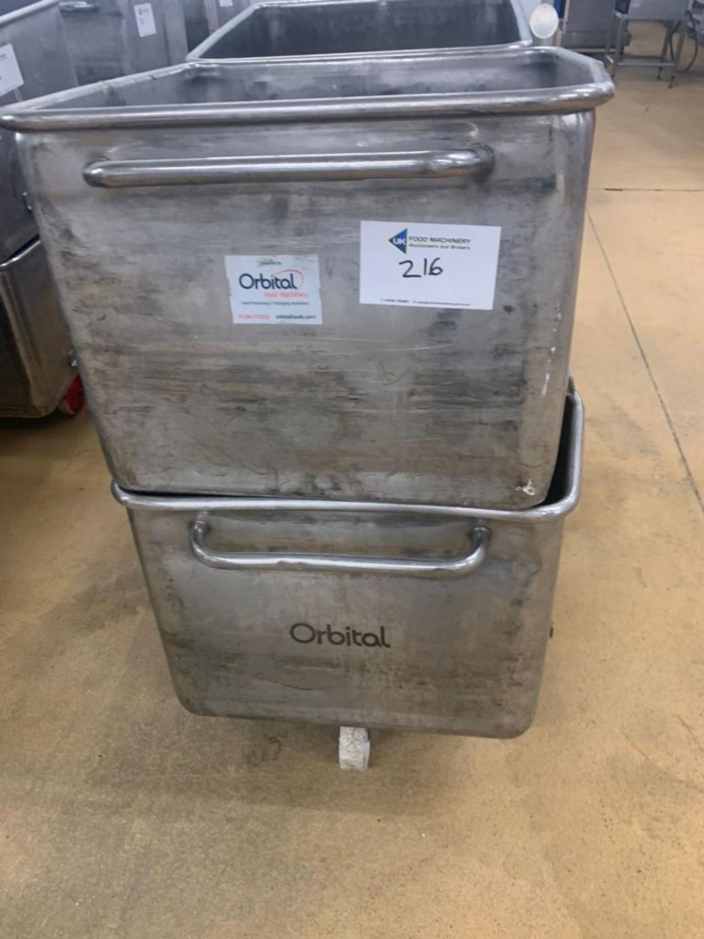 2 X STAINLESS STEEL TOTE BINS