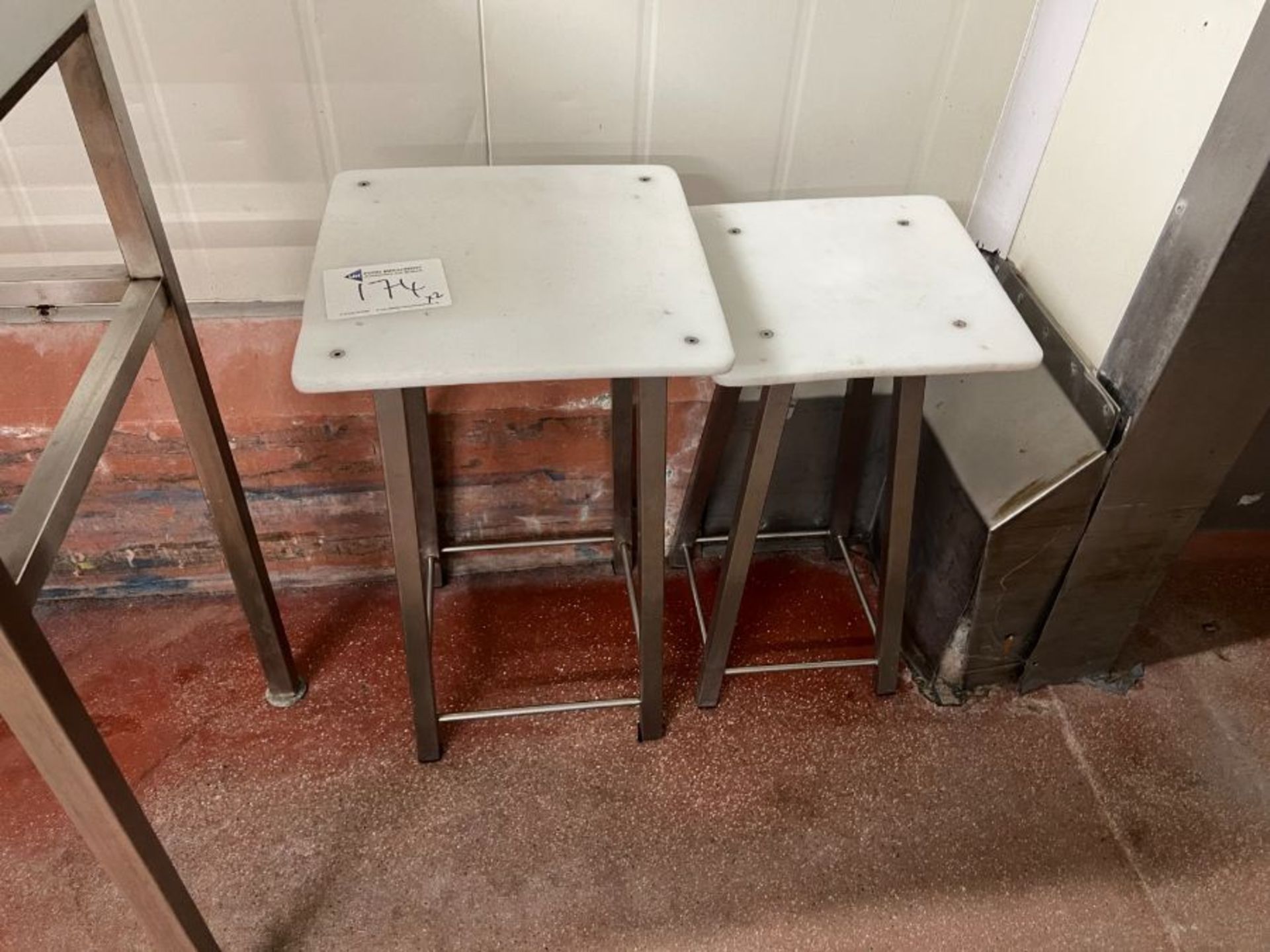 2 X STOOLS WITH PLASTIC TOPS - Image 2 of 2