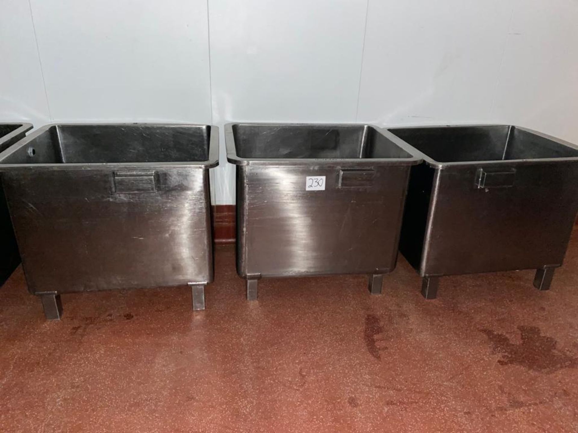 3 X STAINLESS STEEL BINS