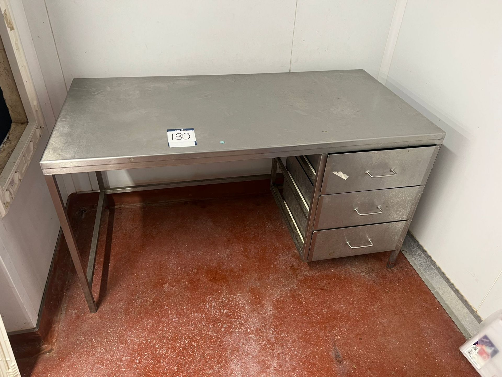 STAINLESS STEEL TABLE WITH DRAWERS