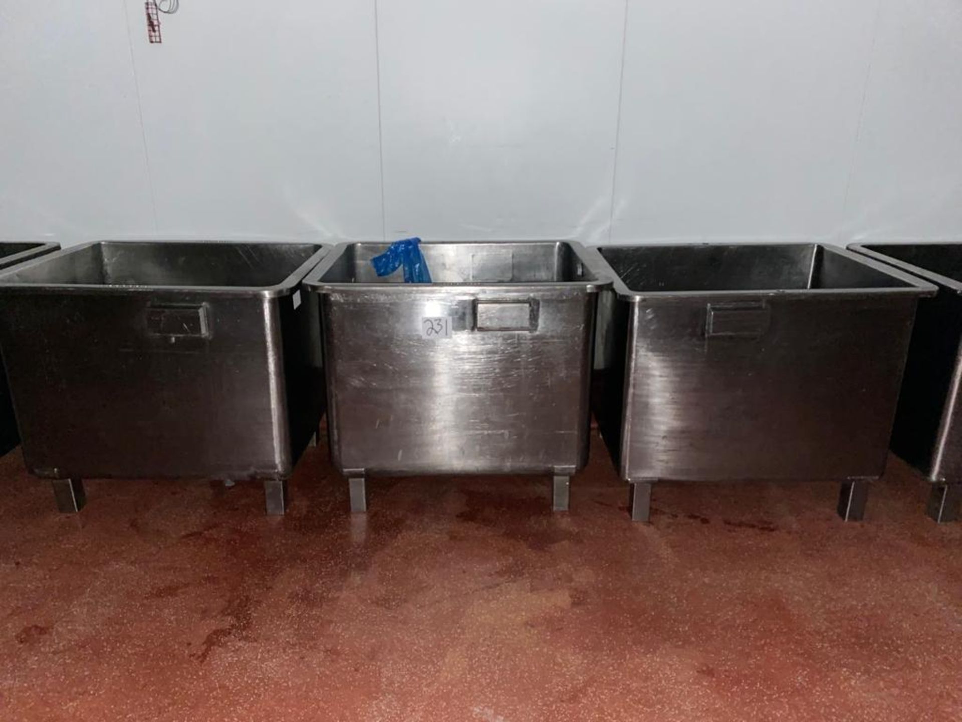 3 X STAINLESS STEEL BINS