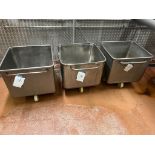 3 X STAINLESS STEEL 200LITRE TOTE BINS