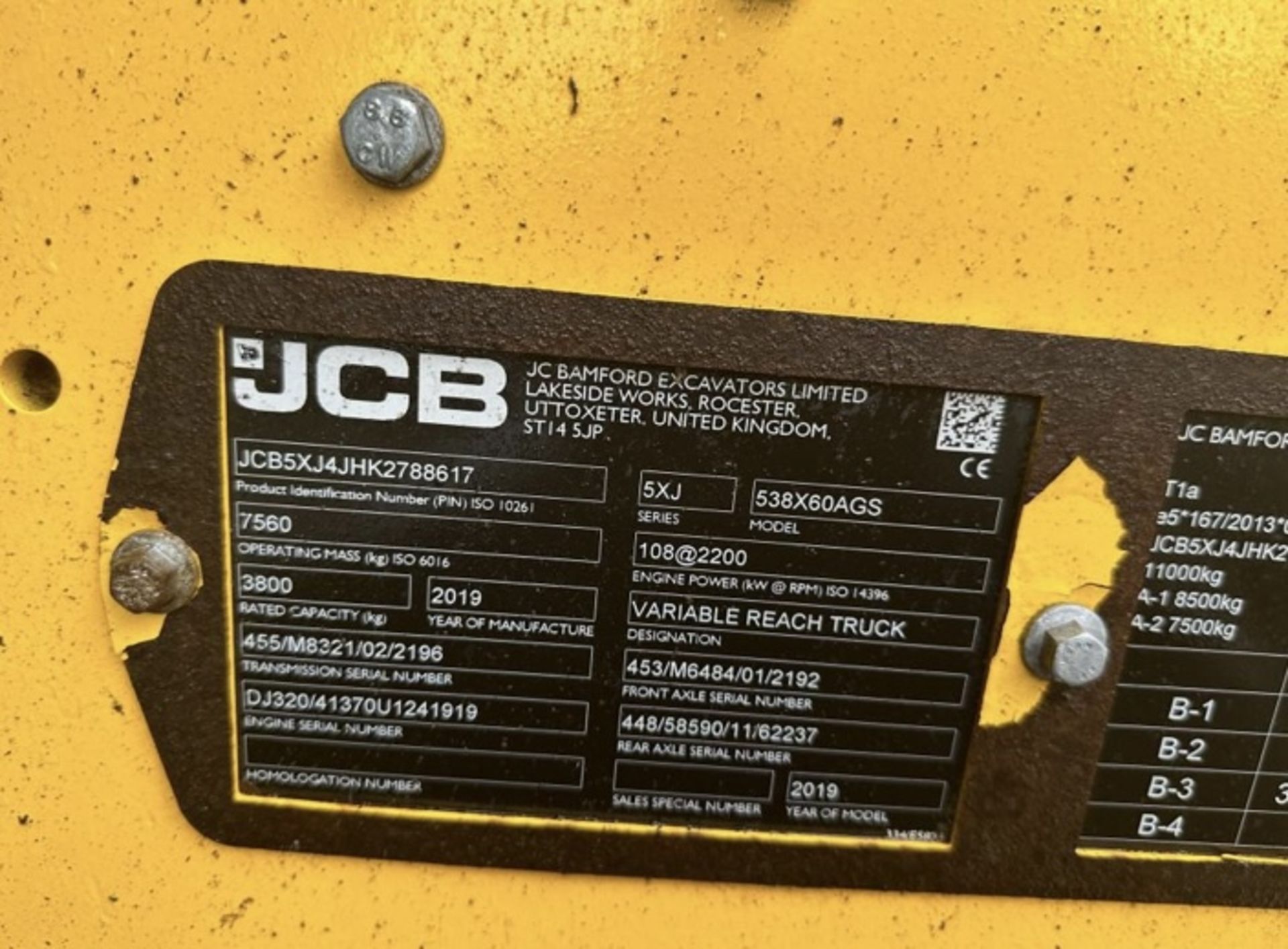 2019 JCB 538-60 AGRI TELEHANDLER - Image 14 of 19