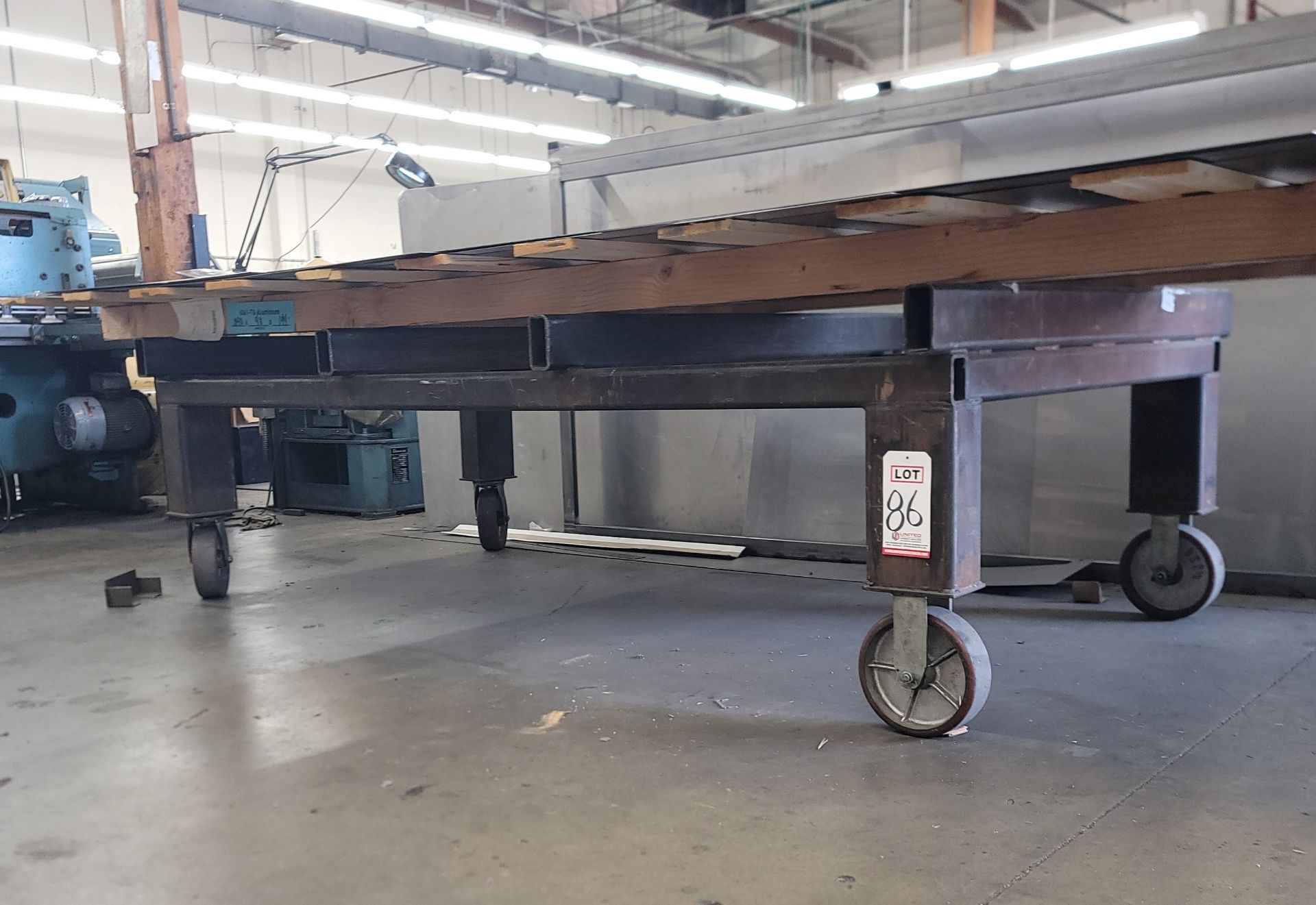 HEAVY DUTY MATERIAL CART FOR OVERSIZED PALLETS OF SHEET STOCK, 90" X 50", CONTENTS NOT INCLUDED