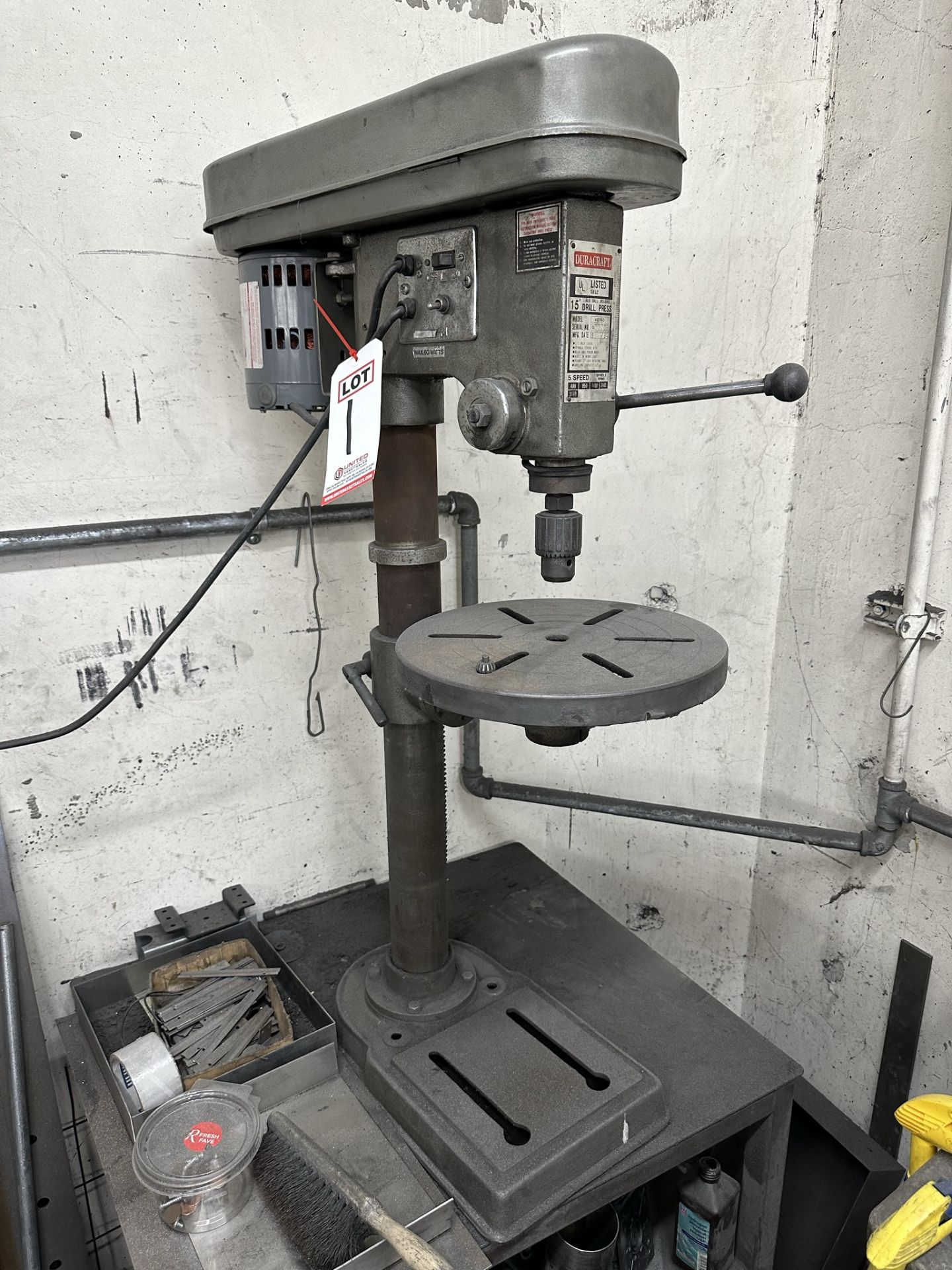 DURACRAFT 15" DRILL PRESS, MODEL 40160, 5-SPEED, BENCHTOP MODEL, S/N G00005 - Image 2 of 4