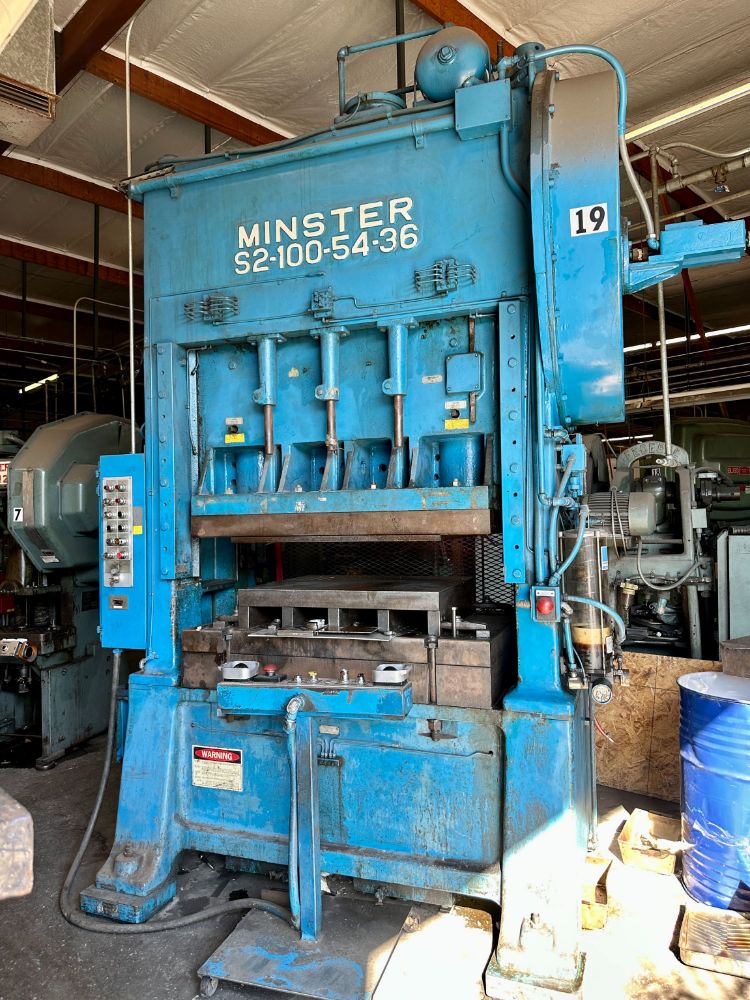 AAA STAMPING: 1994 MINSTER S2-100-54-36 100 TON STRAIGHT SIDE PRESS & (19) PUNCH PRESSES TO 60 TON, (2) DIACRO PRESS BRAKES, AMADA M-2060 SHEAR