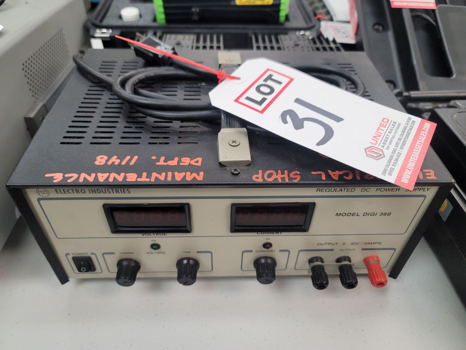 ELECTRO INDUSTRIES REGULATED DC POWER SUPPLY, MODEL DIGI 360, (BUILDING 25, QC LAB)