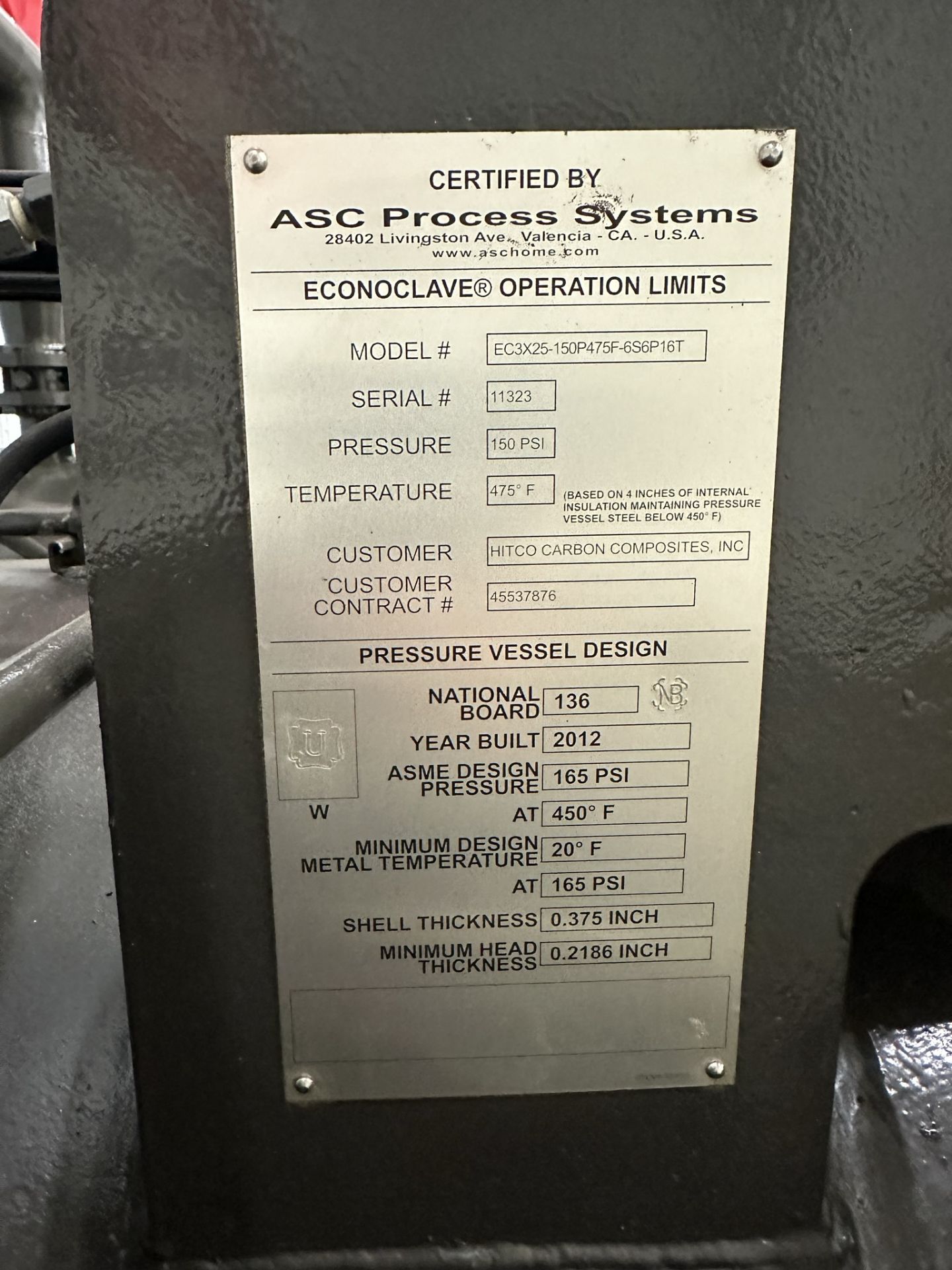 2012 ASC PROCESS SYSTEMS MODEL EC3X25-150P475F-6S6P16T, 3' DIA. X 25'L HORIZONTAL ELECTRIC - Image 16 of 17