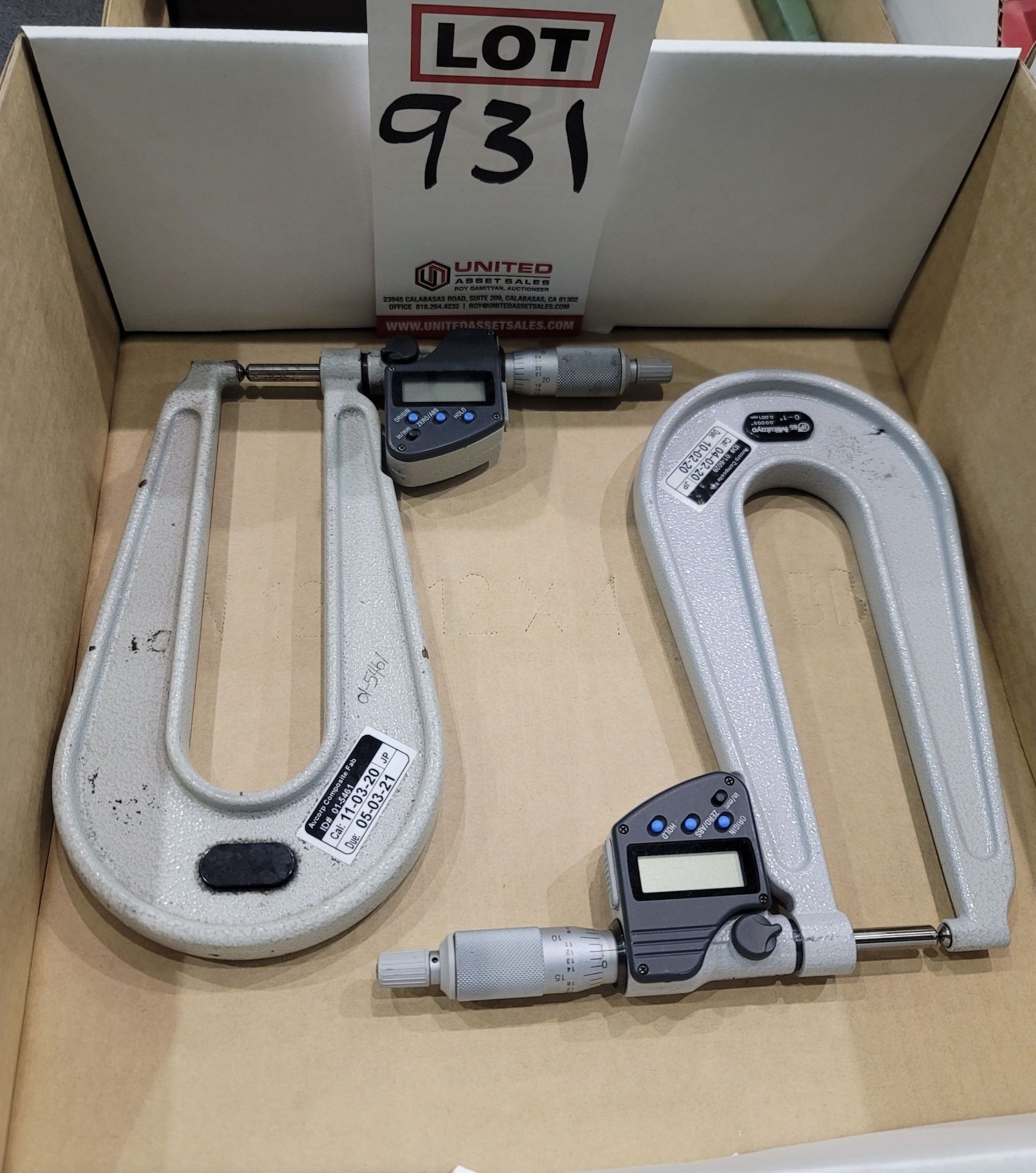 LOT - (2) MITUTOYO DEEP THROAT 0-1" DIGITAL MICROMETERS, NO. 389-371, (BUILDING 3)