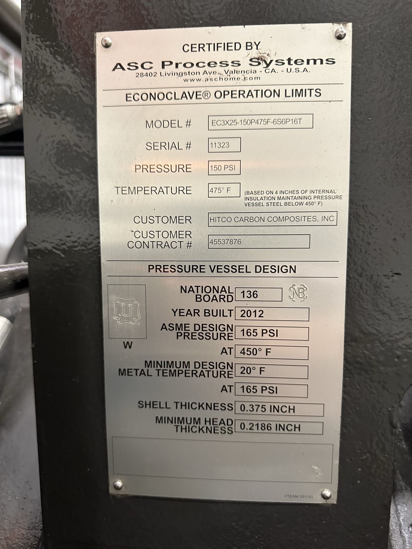 2012 ASC PROCESS SYSTEMS MODEL EC3X25-150P475F-6S6P16T, 3' DIA. X 25'L HORIZONTAL ELECTRIC - Image 17 of 17