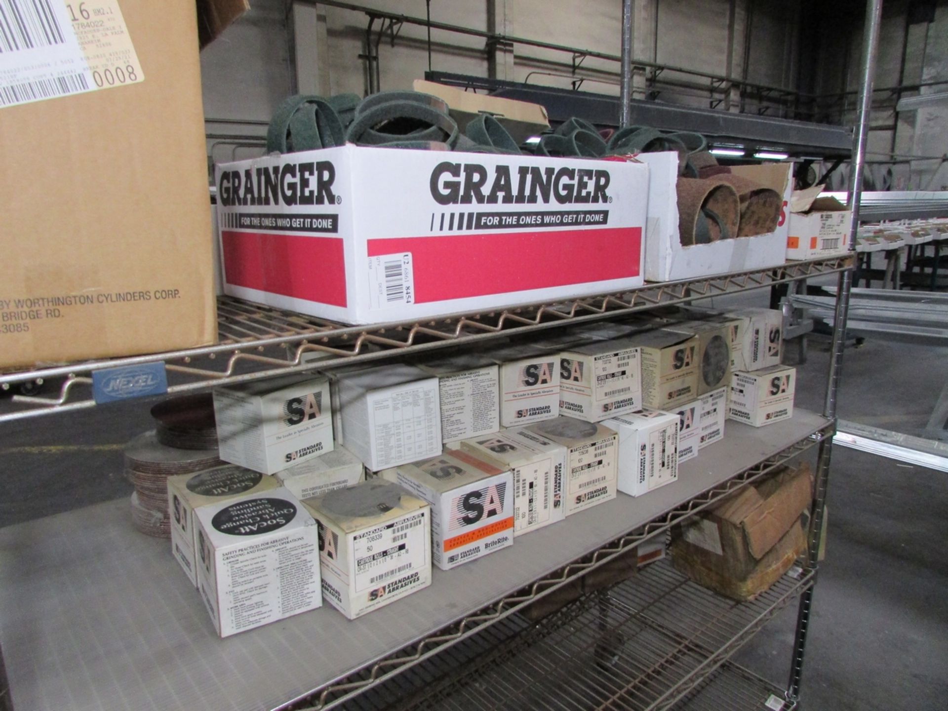 LOT - (5) NEXEL ROLLING WIRE RACKS, W/ CONTENTS: LARGE ASSORTMENT OF ABRASIVE CONSUMABLES - Image 14 of 15