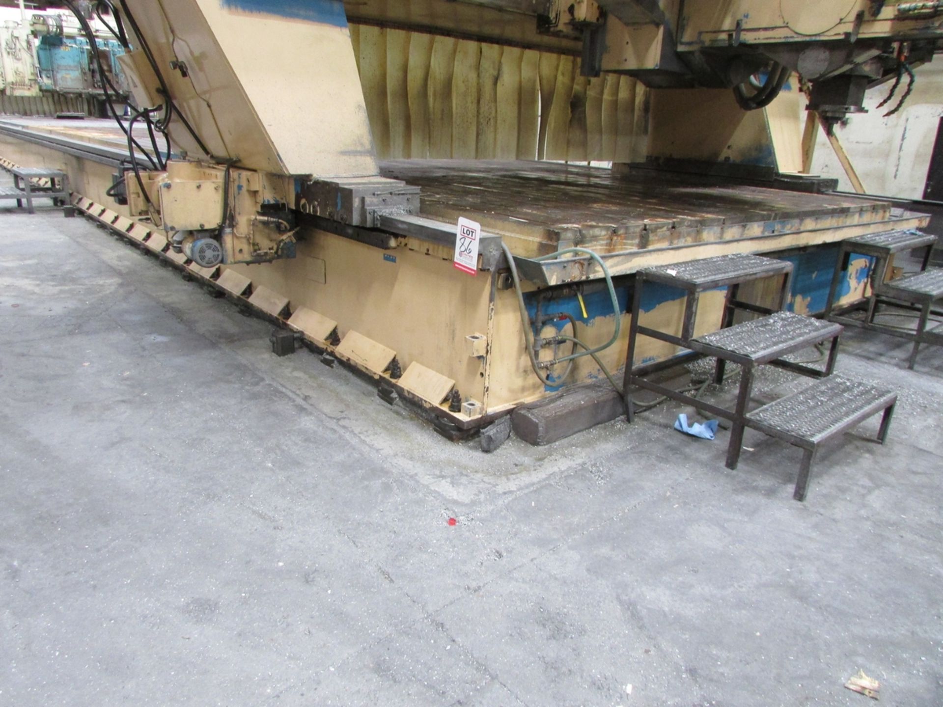 T-SLOTTED GANTRY MILL TABLE, 120' X 160", 125' BEDWAY LENGTH