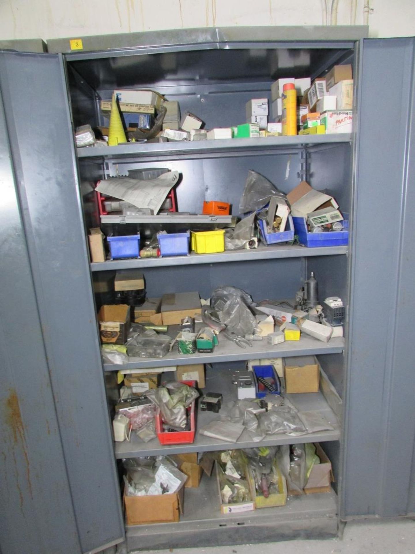 LOT - (3) 2-DOOR CABINETS, W/ CONTENTS: ASSORTED PARTS, FUSES, HARDWARE, ETC. - Image 8 of 10