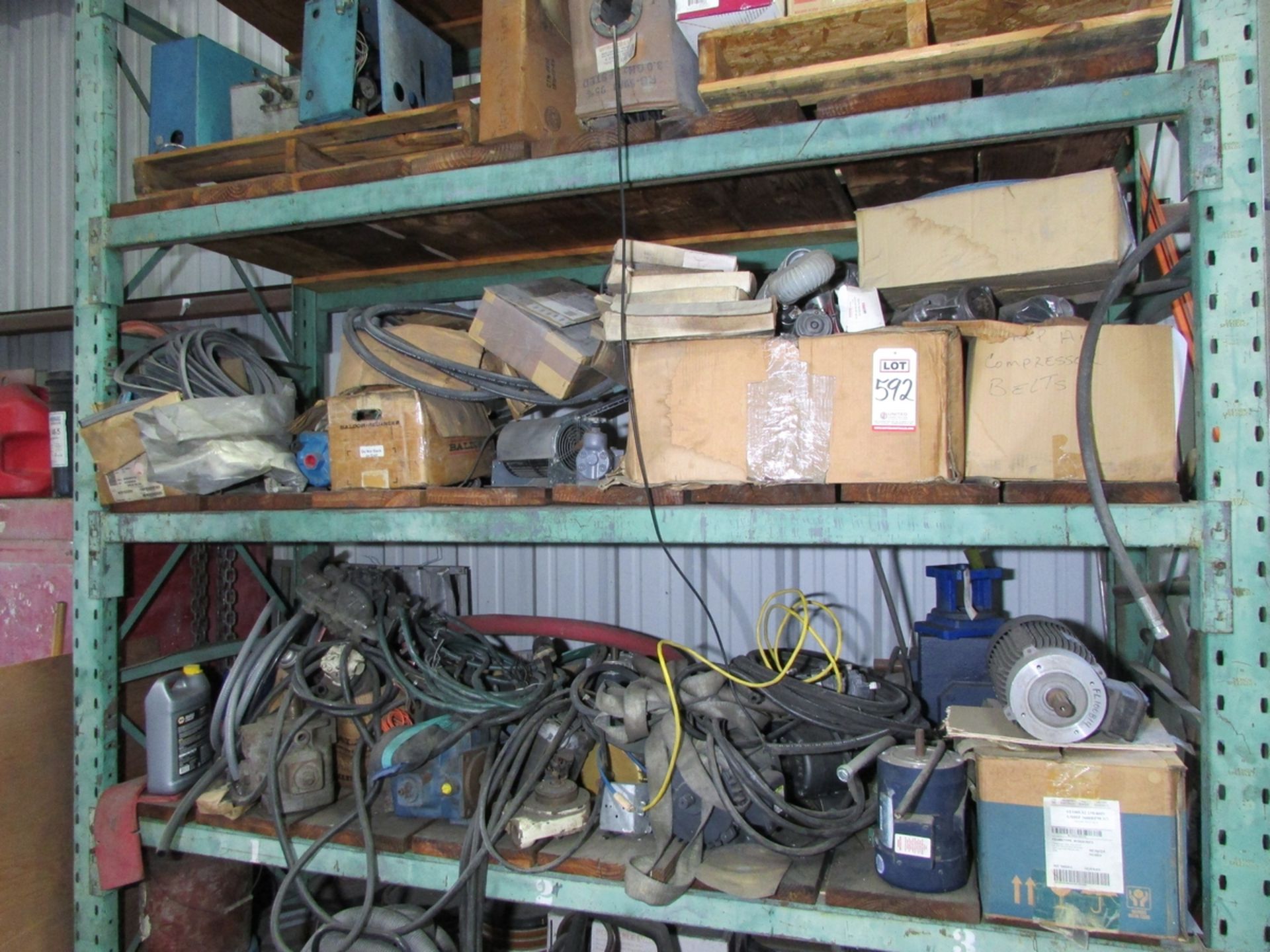LOT - CONTENTS ONLY OF (1) SECTION OF PALLET RACKING, W/ ASSORTED MOTORS, PUMPS, ELECTRIC CABLE - Image 3 of 4
