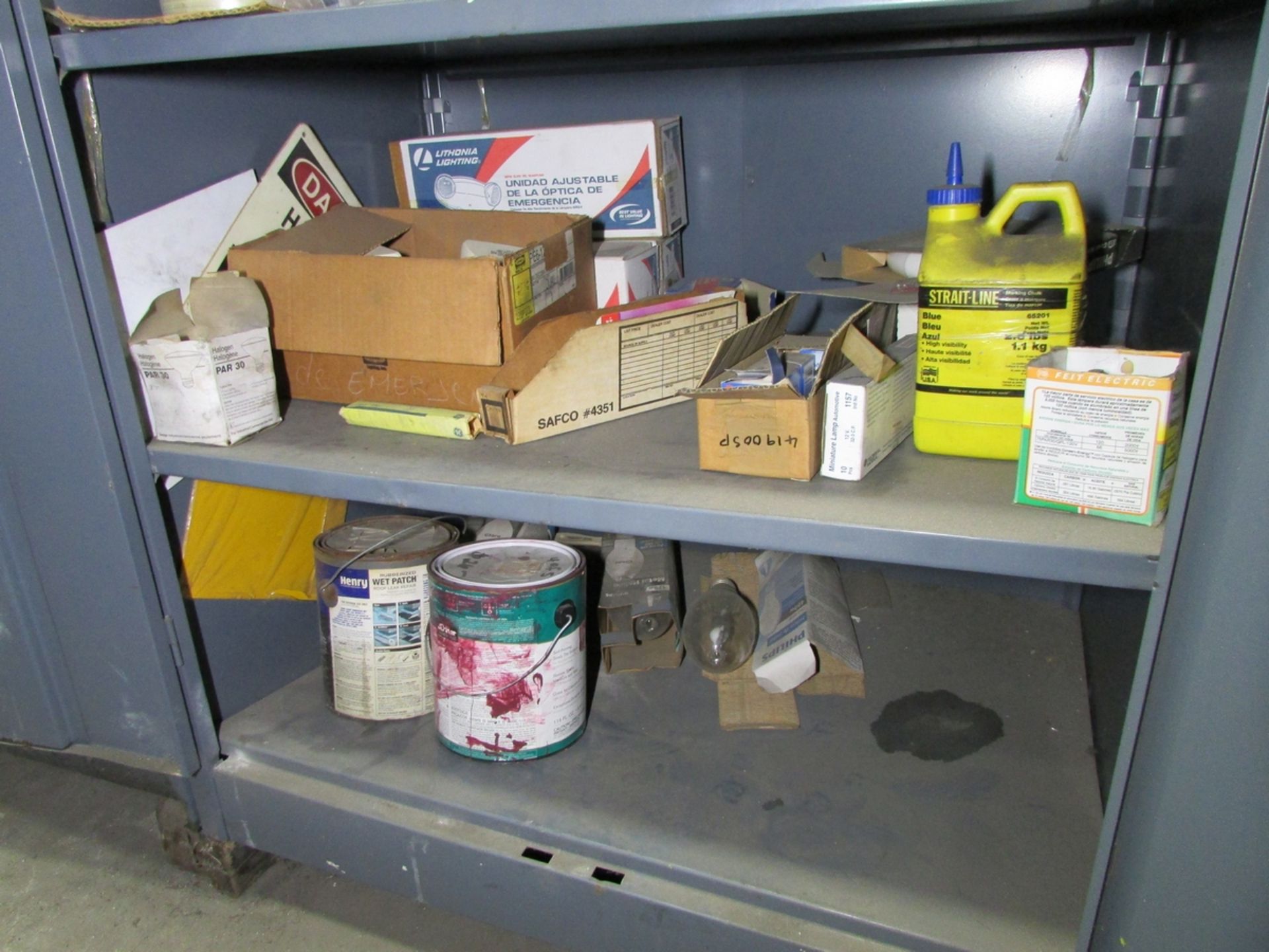 LOT - (2) 2-DOOR CABINETS, W/ CONTENTS: ASSORTED PAINT SUPPLIES, BATHROOM FACILITY PARTS, ETC. - Image 8 of 8