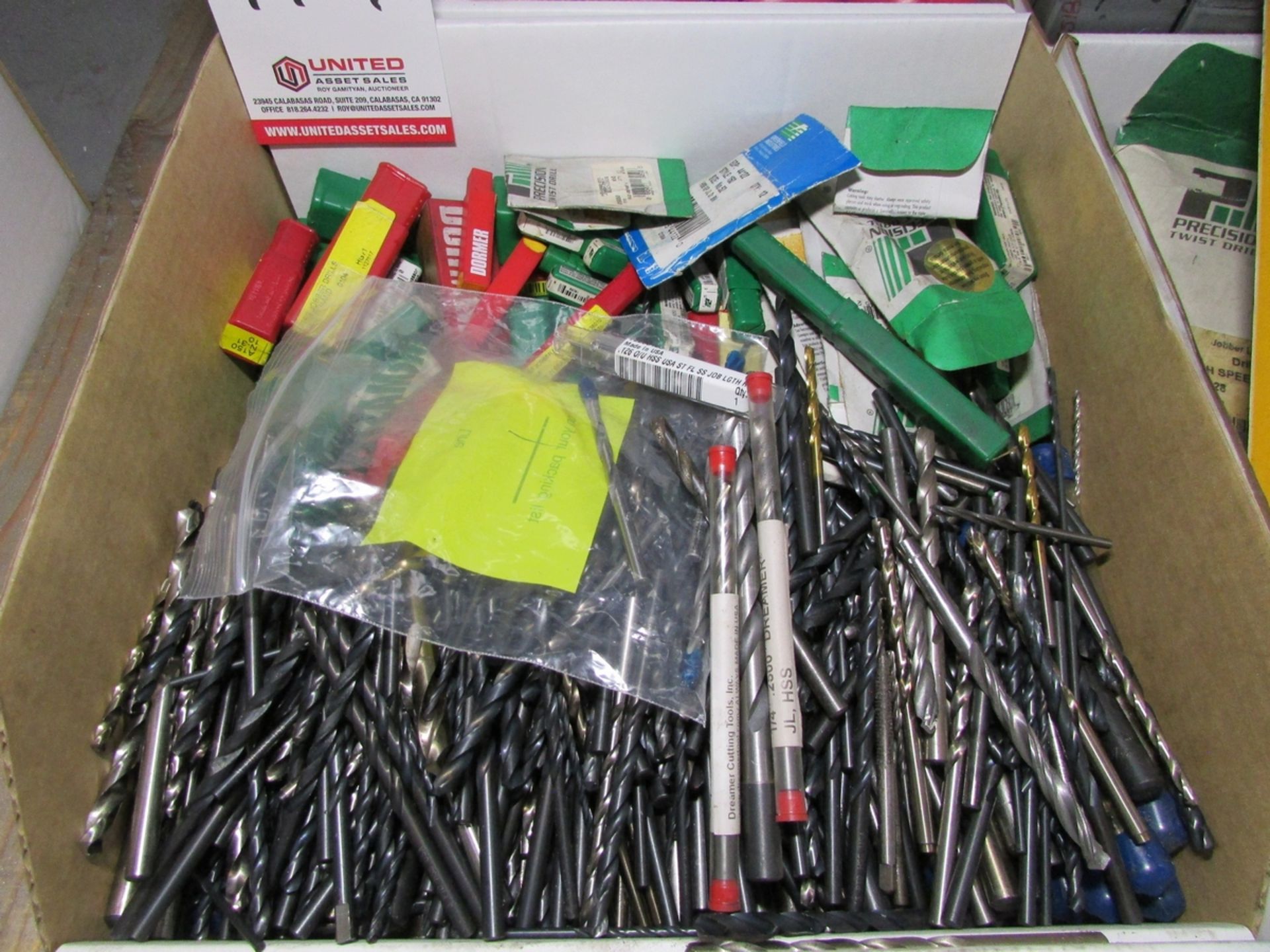 LOT - (6) BINS OF ASSORTED HSS TOOLING, TO INCLUDE MISC. DRILLS, REAMERS, AND 3/4" END MILLS - Image 5 of 7