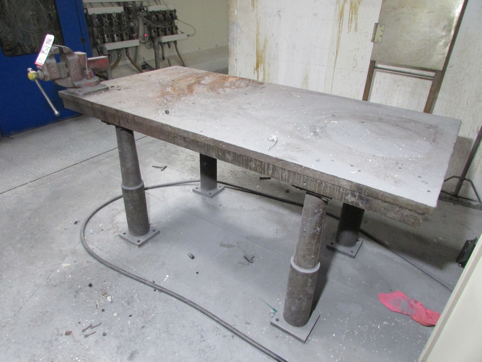 STEEL FABRICATION TABLE, 72" X 36", W/ ATHOL 624N 4" BENCHTOP VISE - Image 4 of 4