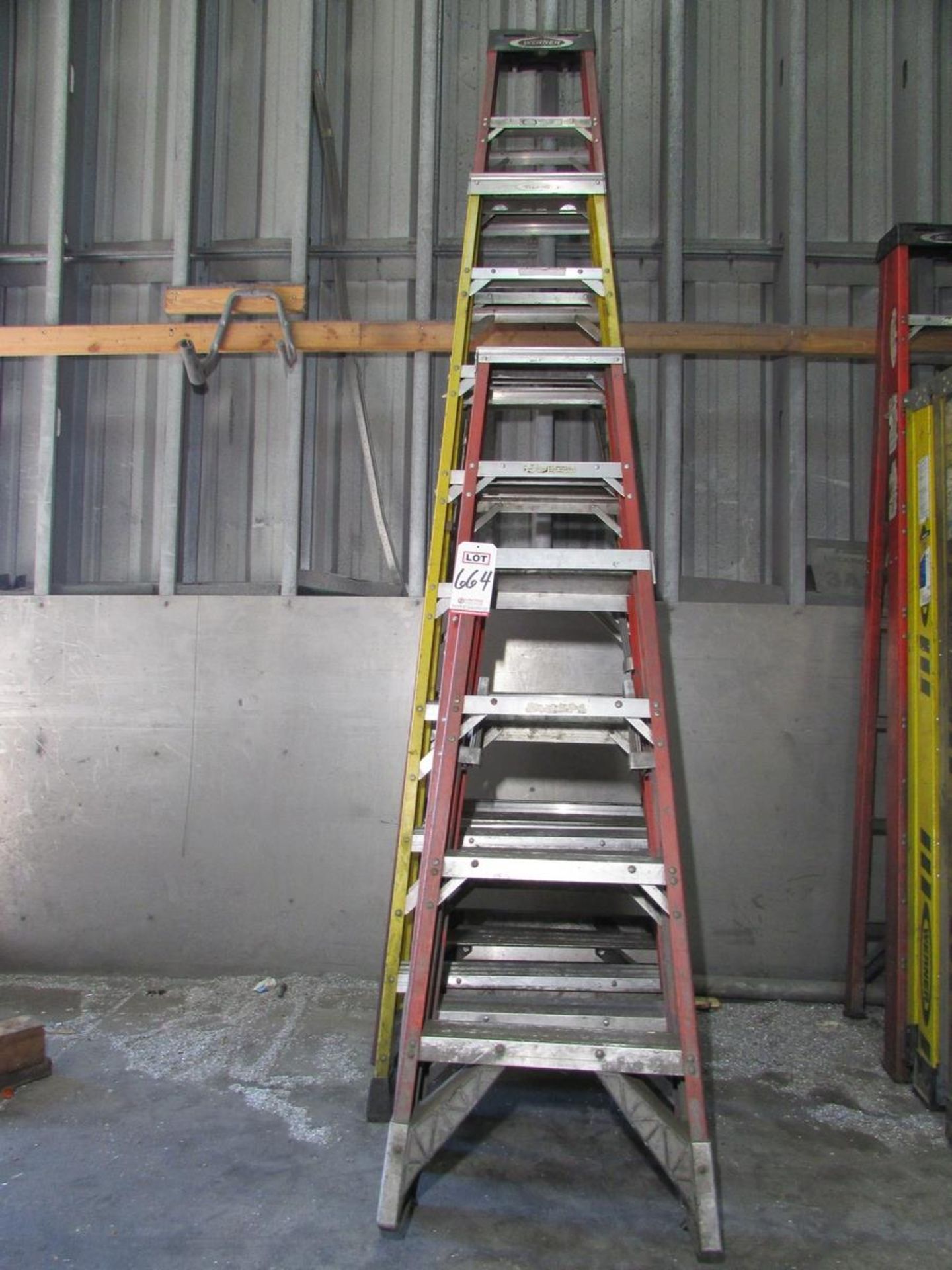 LOT - (4) FIBERGLASS A-FRAME LADDERS: (1) 10', (1) 8', (1) 6', (1) 4' - Image 3 of 3