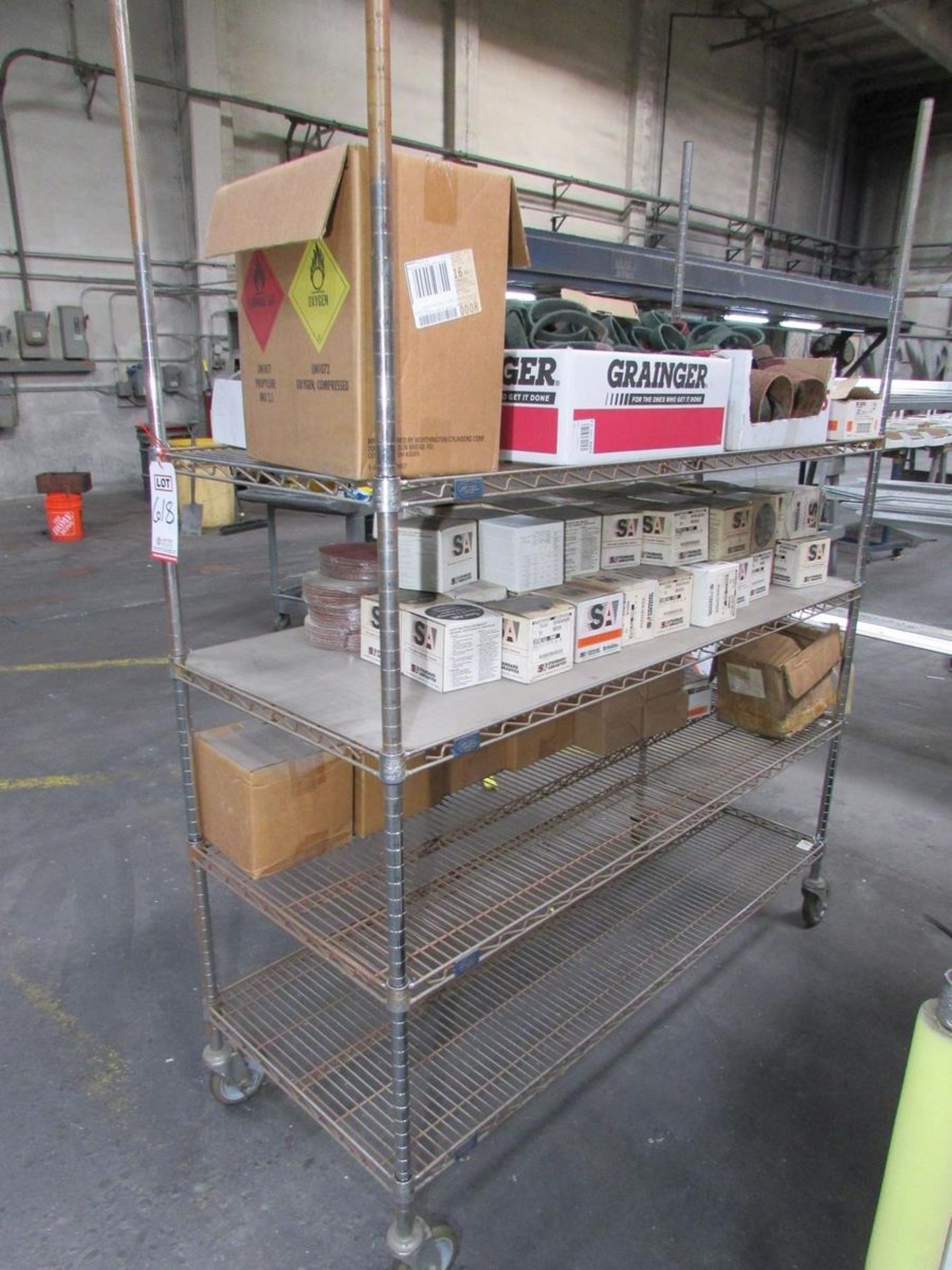 LOT - (5) NEXEL ROLLING WIRE RACKS, W/ CONTENTS: LARGE ASSORTMENT OF ABRASIVE CONSUMABLES - Image 13 of 15