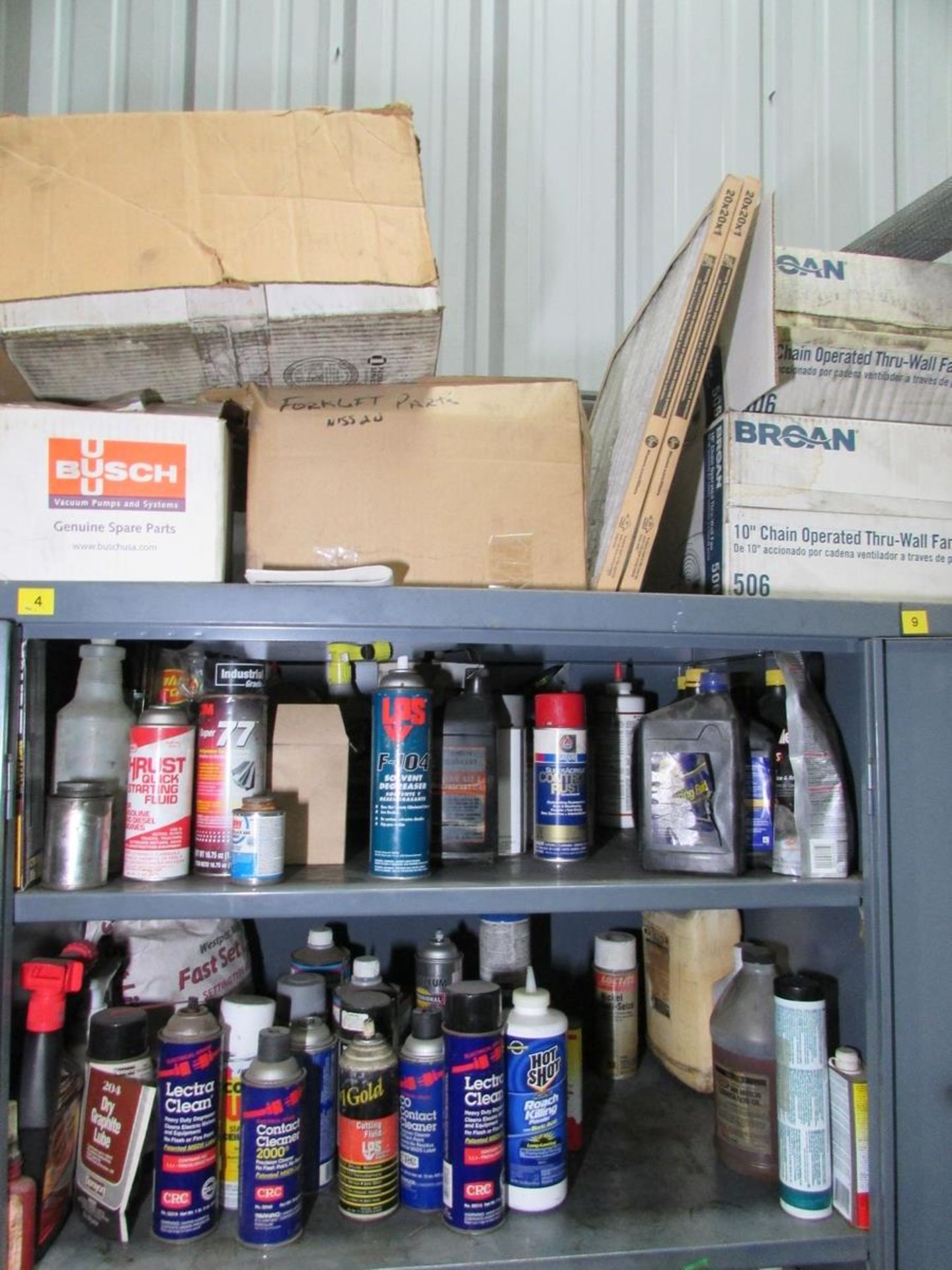 LOT - (2) 2-DOOR CABINETS, W/ CONTENTS: ASSORTED PAINT SUPPLIES, BATHROOM FACILITY PARTS, ETC. - Image 3 of 8