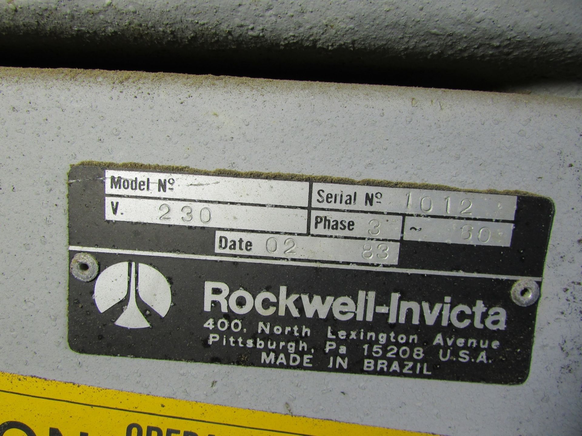 ROCKWELL INVICTA 12" TILTING ARBOR TABLE SAW, MODEL RT-40, S/N 1012, ALTENDORF WA107 GUARD, 60" X - Image 10 of 10