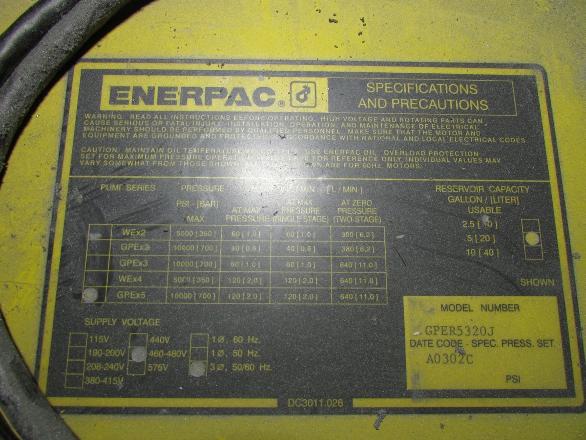 HORIZONTAL HYDRAULIC STRAIGHTENING PRESS, 30" X 9" ANGLE PLATE, 80" X 30" TABLE, ENERPAC GPER5320J - Image 8 of 12