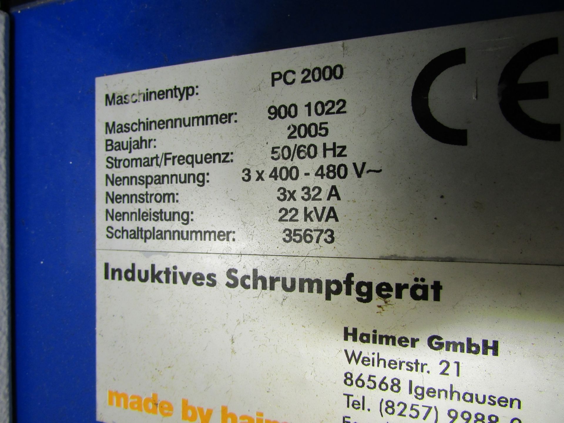 2005 HAIMER 50 TAPER SHRINK FIT TOOL SETTER, MODEL POWER CLAMP 2000, 400-480V 50/60HZ 3PH, W/ - Image 11 of 11