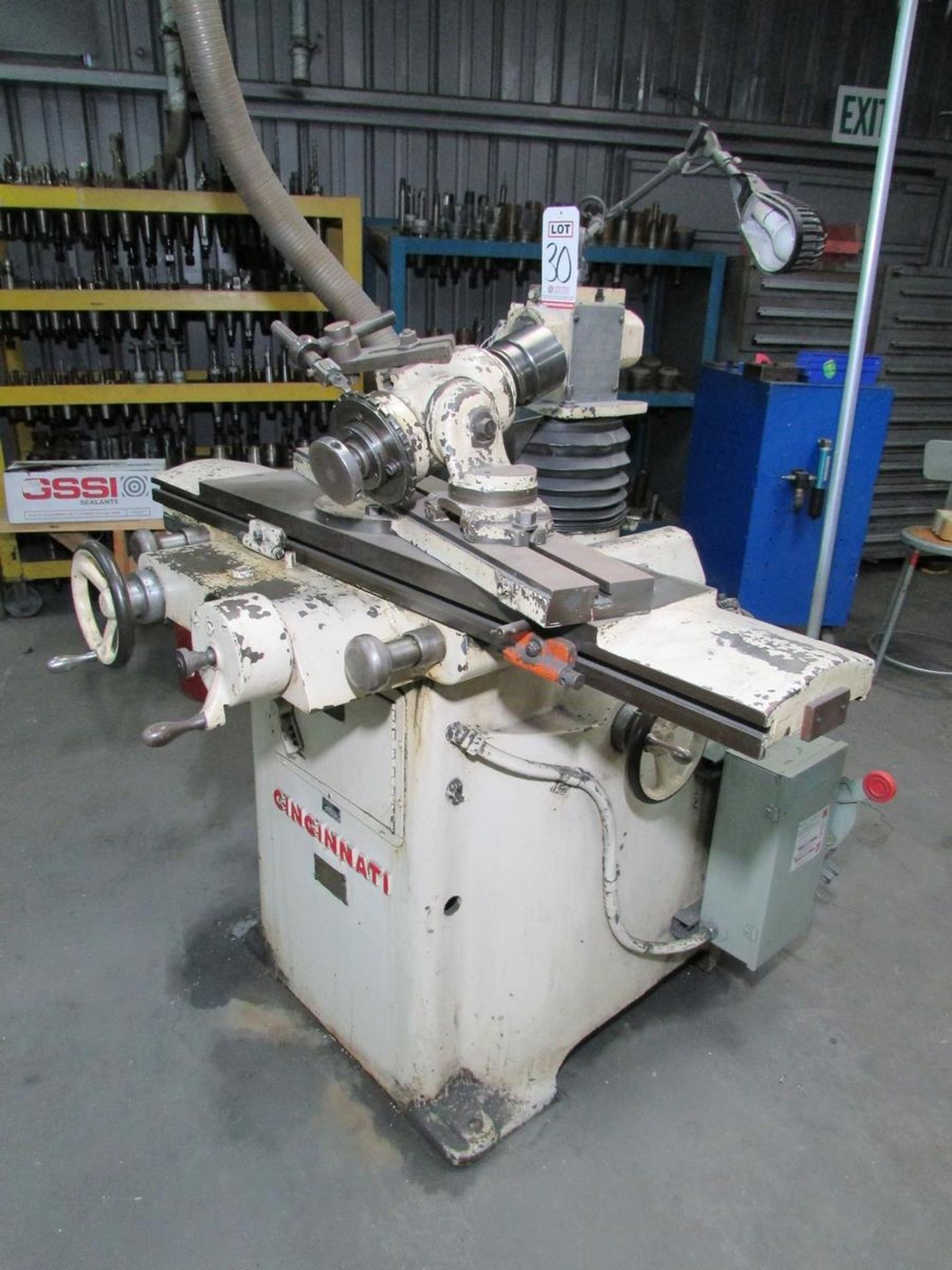 CINCINNATI UNIVERSAL CUTTER AND TOOL GRINDER, MODEL NO. 2, 36" X 5-1/4" T-SLOTTED TABLE, WORKHEAD - Image 7 of 12