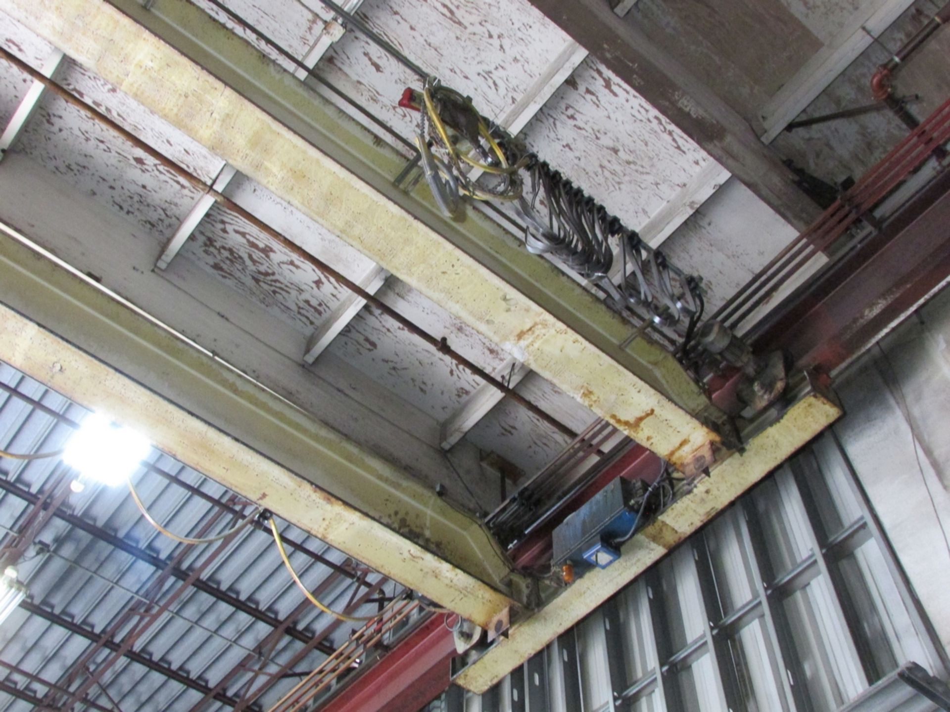 5-TON DOUBLE GIRDER UNDERSLUNG BRIDGE CRANE, APPROX. 55' SPAN, BRAIDED CABLE HOIST AND TROLLY, - Image 9 of 10