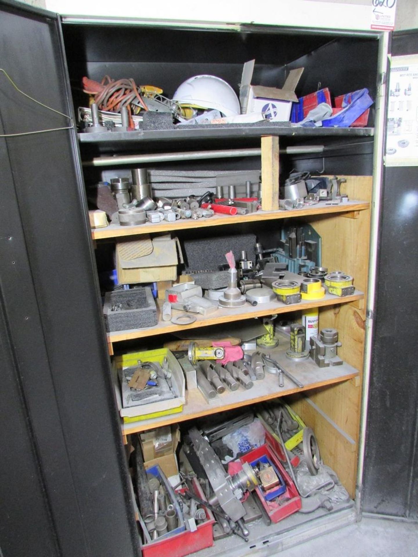 LOT - (3) 2-DOOR CABINETS AND (1) SHELVING UNIT, W/ CONTENTS: ASSORTED TOOLING, HARDWARE - Image 2 of 11