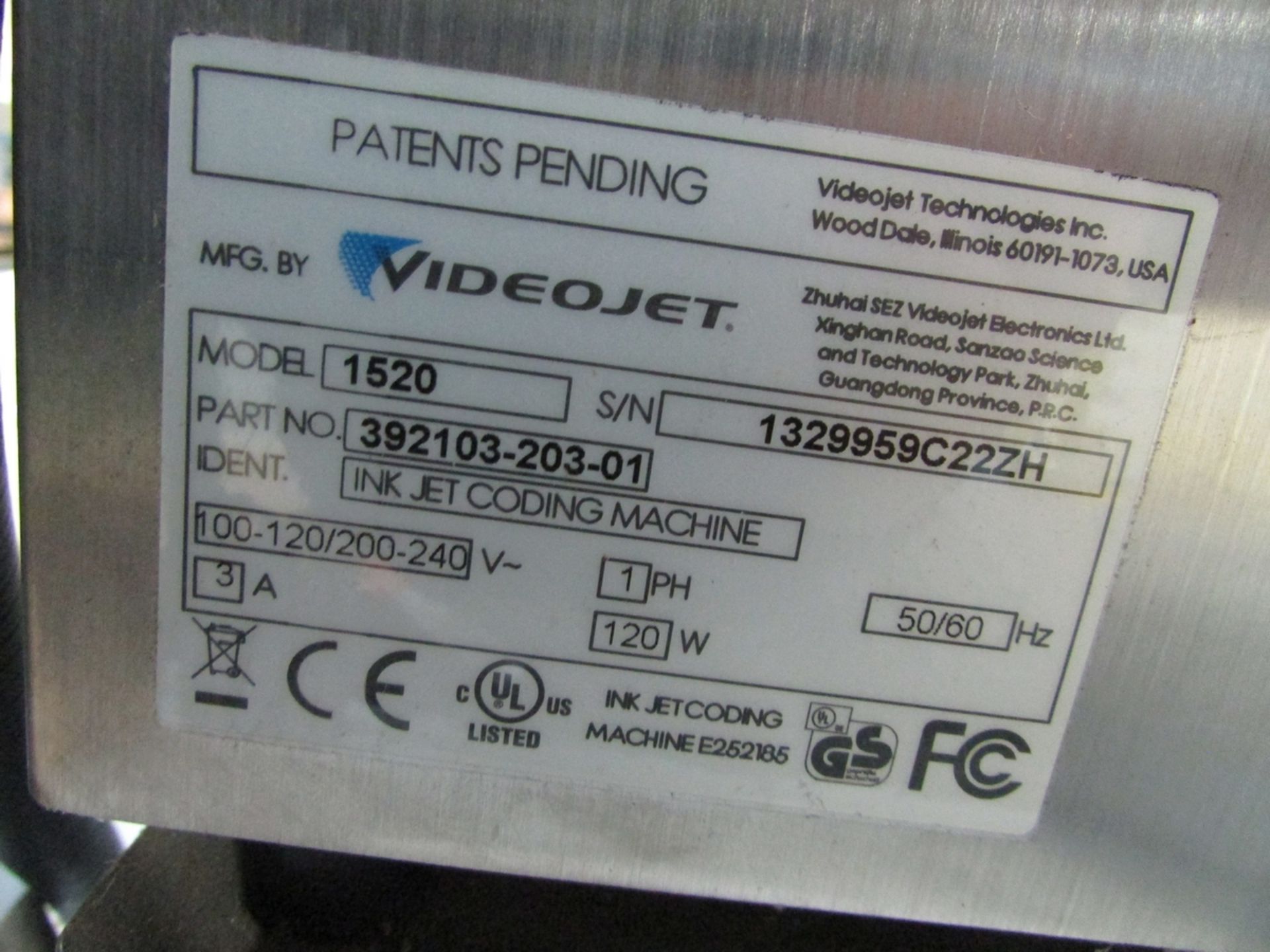 VIDEOJET INK JET CODING MACHINE, MODEL 1520, W/ PRINT HEAD (NEEDS REPAIR) AUTOMATION PLUS HMP 15- - Image 10 of 10