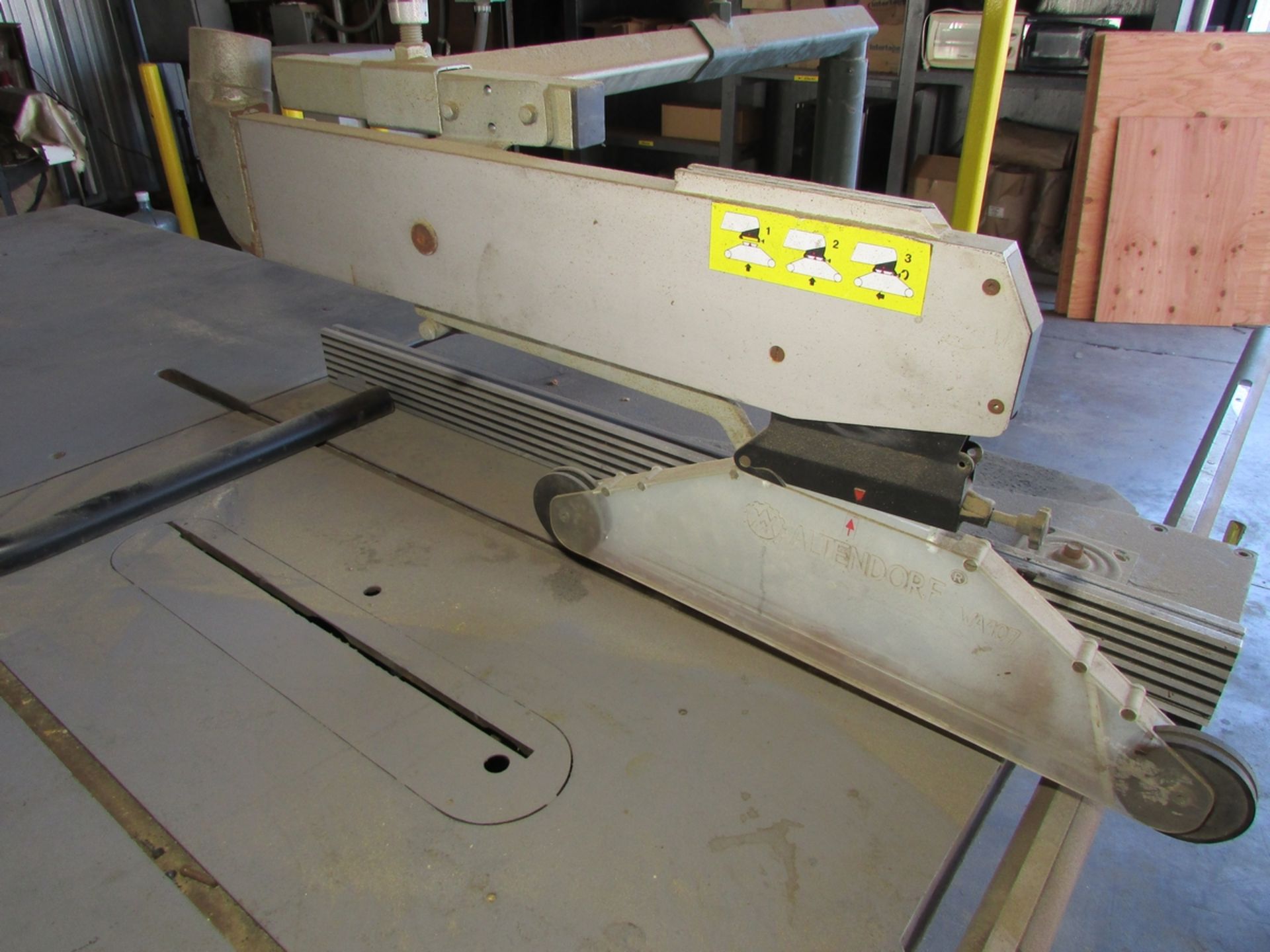 ROCKWELL INVICTA 12" TILTING ARBOR TABLE SAW, MODEL RT-40, S/N 1012, ALTENDORF WA107 GUARD, 60" X - Image 4 of 10