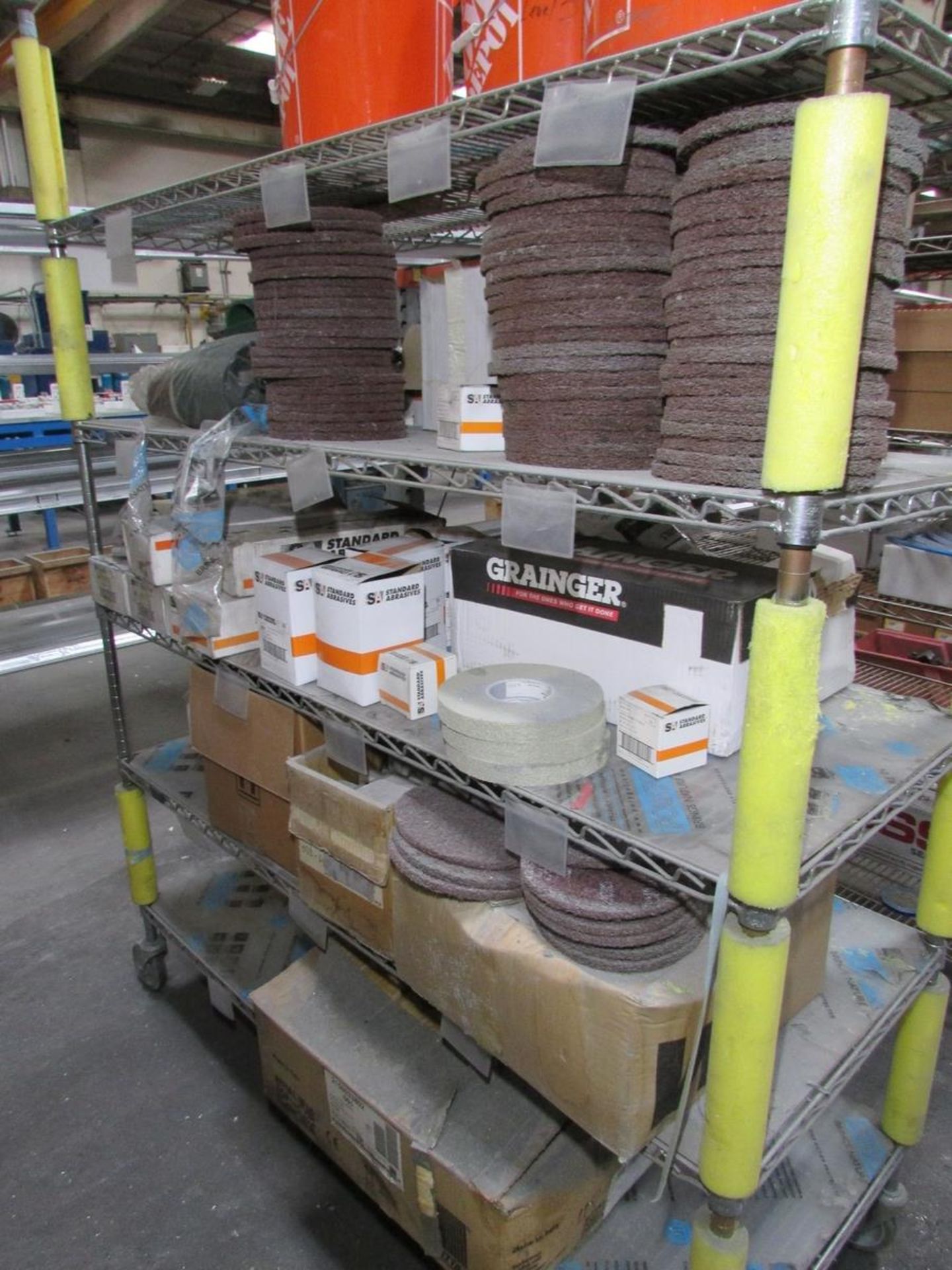 LOT - (5) NEXEL ROLLING WIRE RACKS, W/ CONTENTS: LARGE ASSORTMENT OF ABRASIVE CONSUMABLES - Image 6 of 15